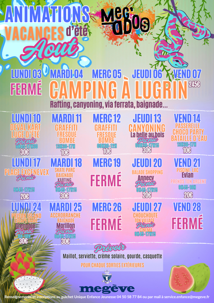 Planning Août