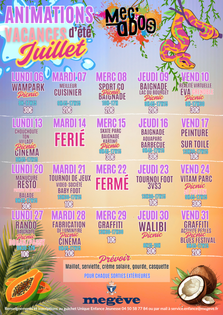Planning Juillet